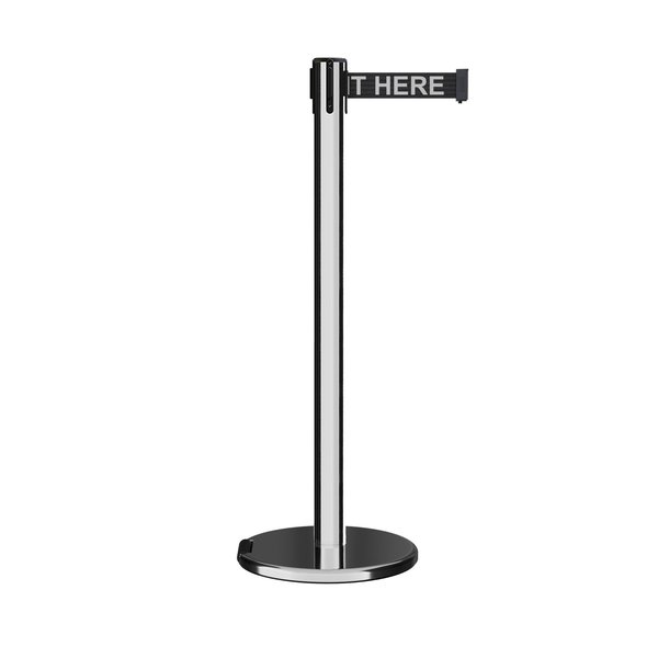 Montour Line Retractable Belt Rolling Stanchion, 2.5ft Pol.Steel Post  7.5ft Wait ME630-PS-PLEAWBW-75